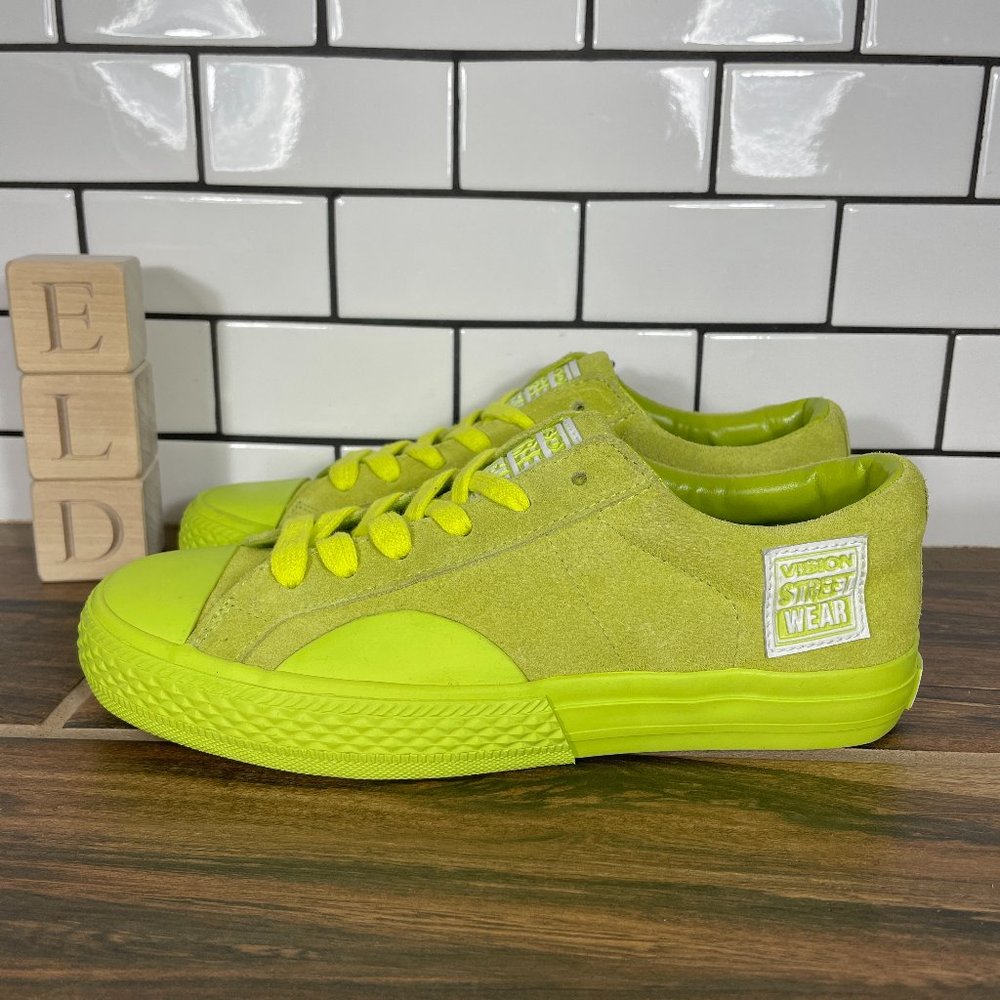 Vision Street Wear Suede Low Womens Sz 5 Shoes Neon Lemon Lime Skate Sneaker NEW